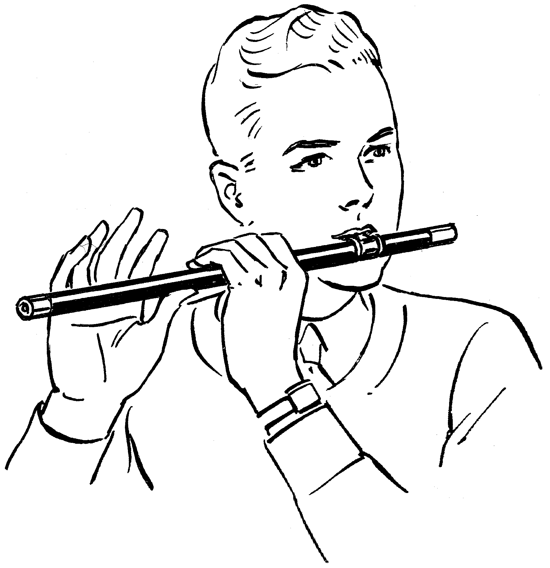 Флейтист рисунок