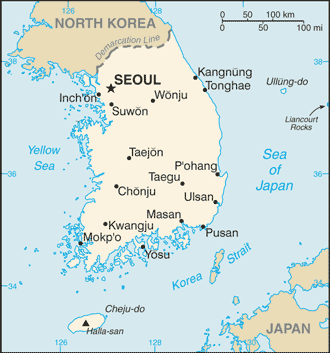 Map of Korea, South